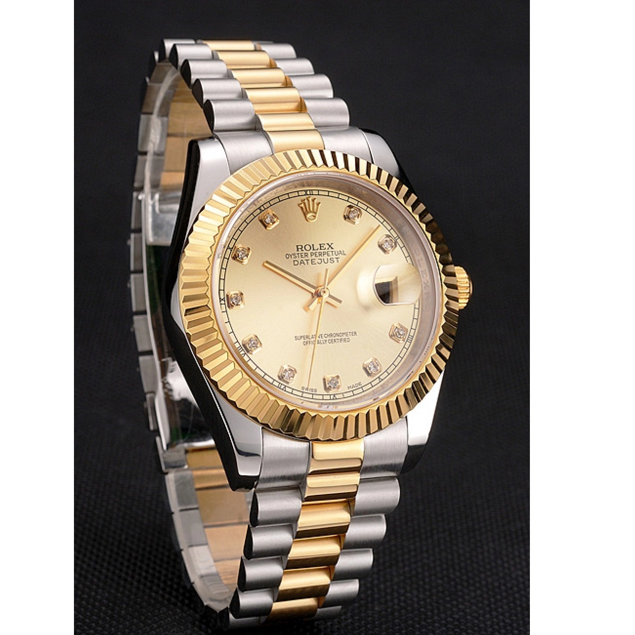 Aaa fake watches Datejust Bracelet Two Gold Case Bezel Tone Swiss Dial And Steel Rolex Stainless 0820